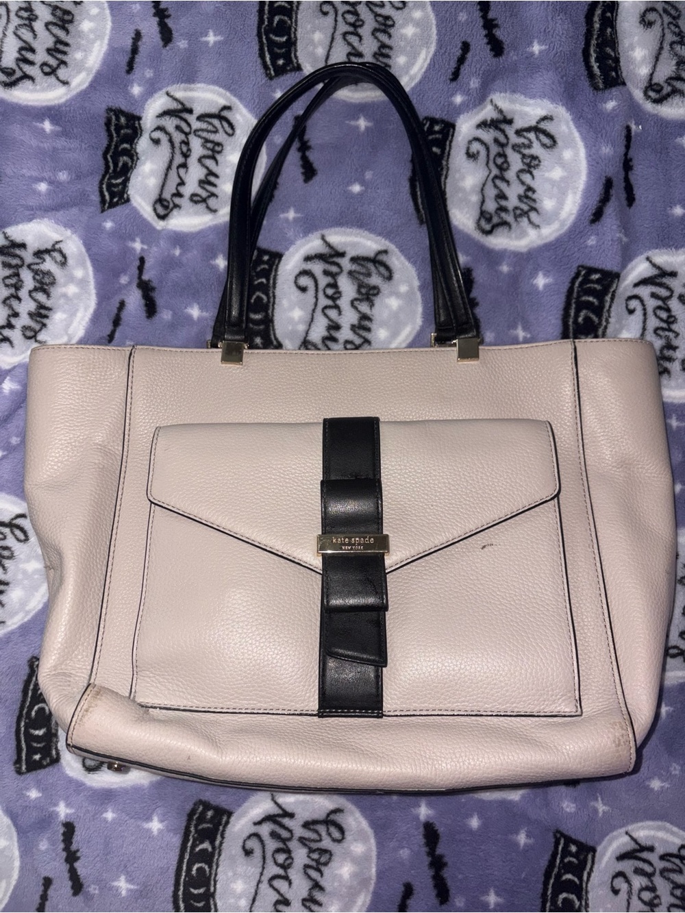kate spade Pale Pink and Black Leather Shoulder Bag